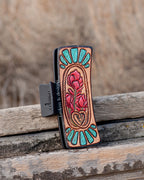 XL Tooled Leather Hair Clip