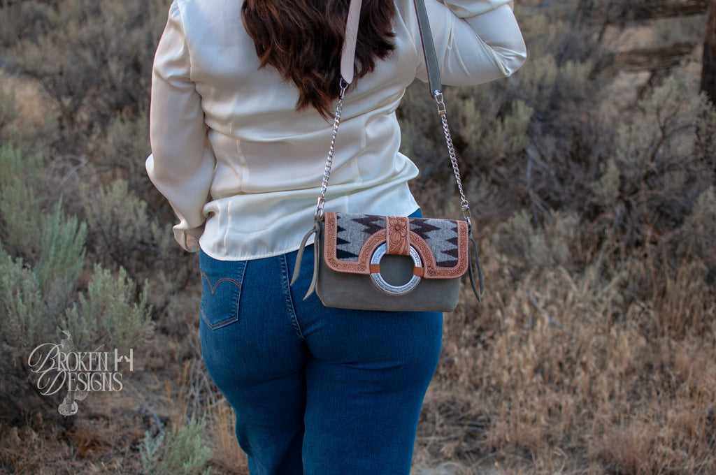 Sage and Chocolate Magnolia Purse