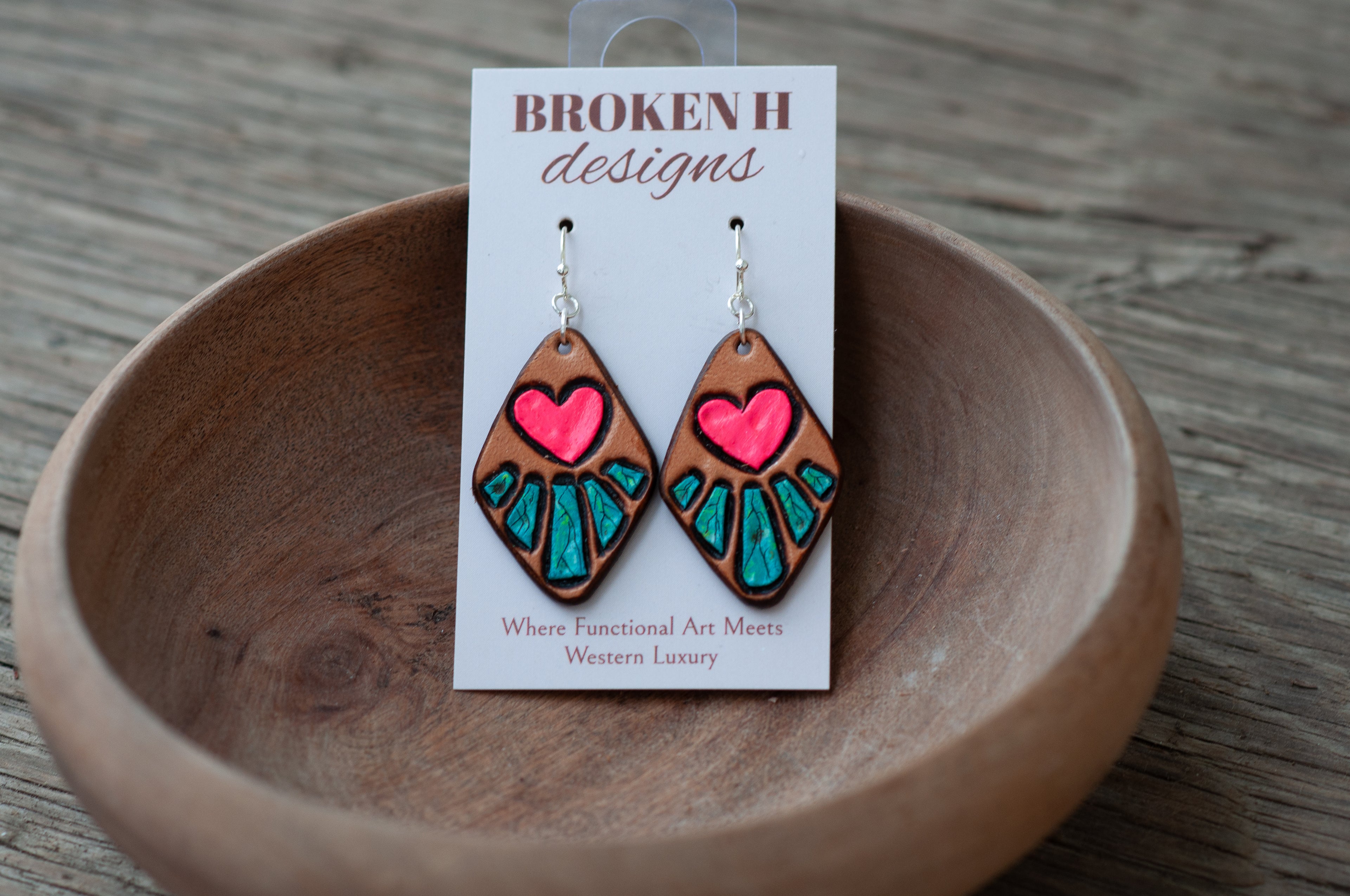 Neon Hearts and Turquoise Earrings