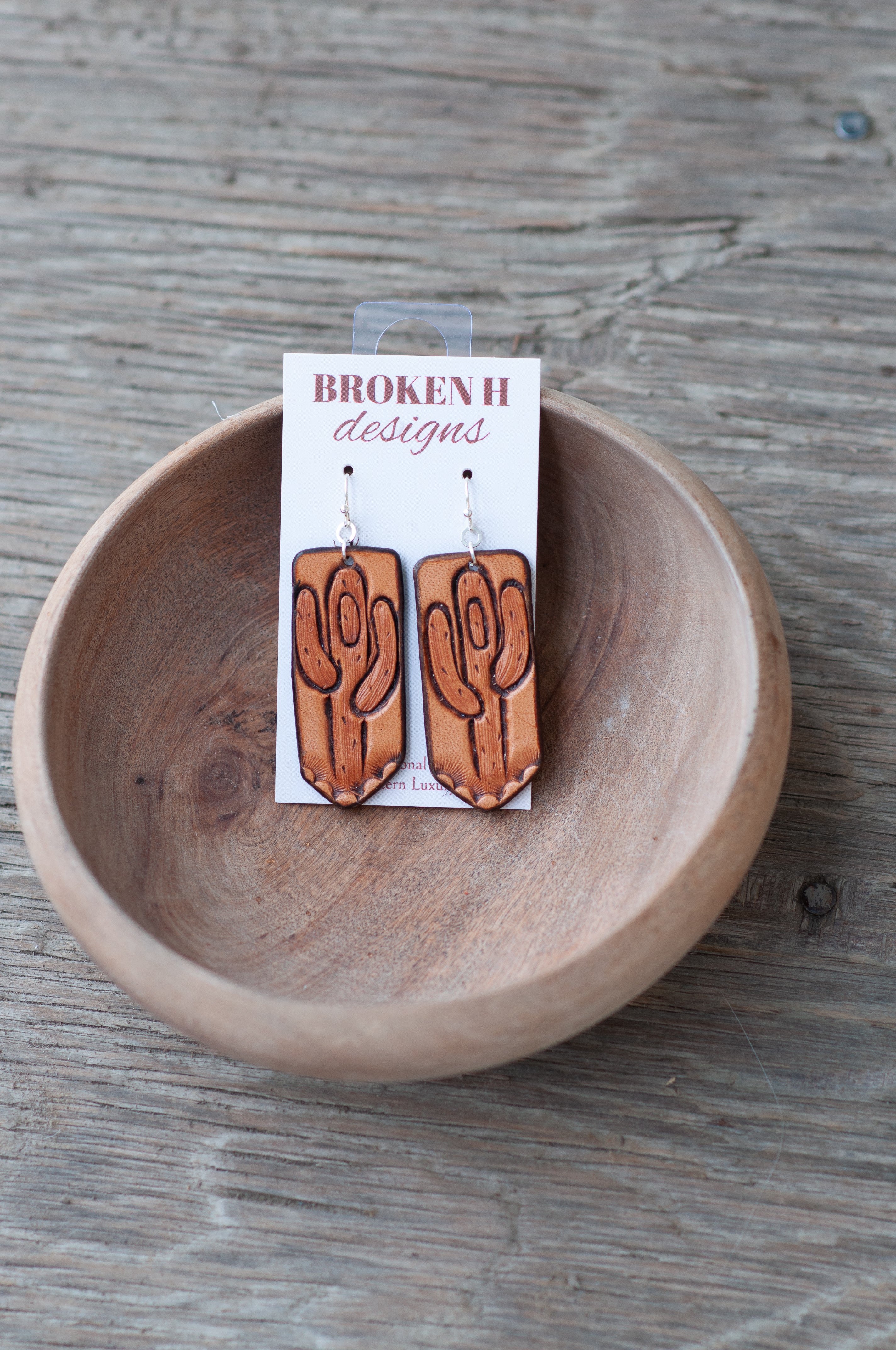 Cactus Leather Earrings