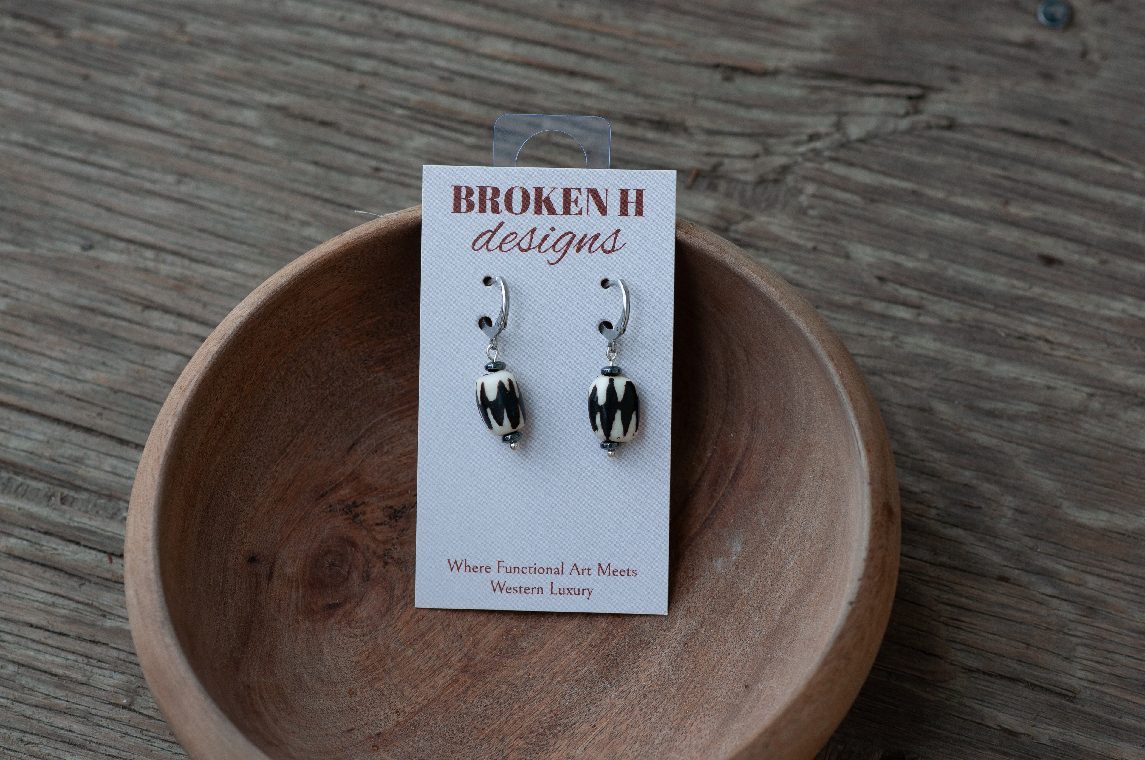 Bone Beaded Earrings