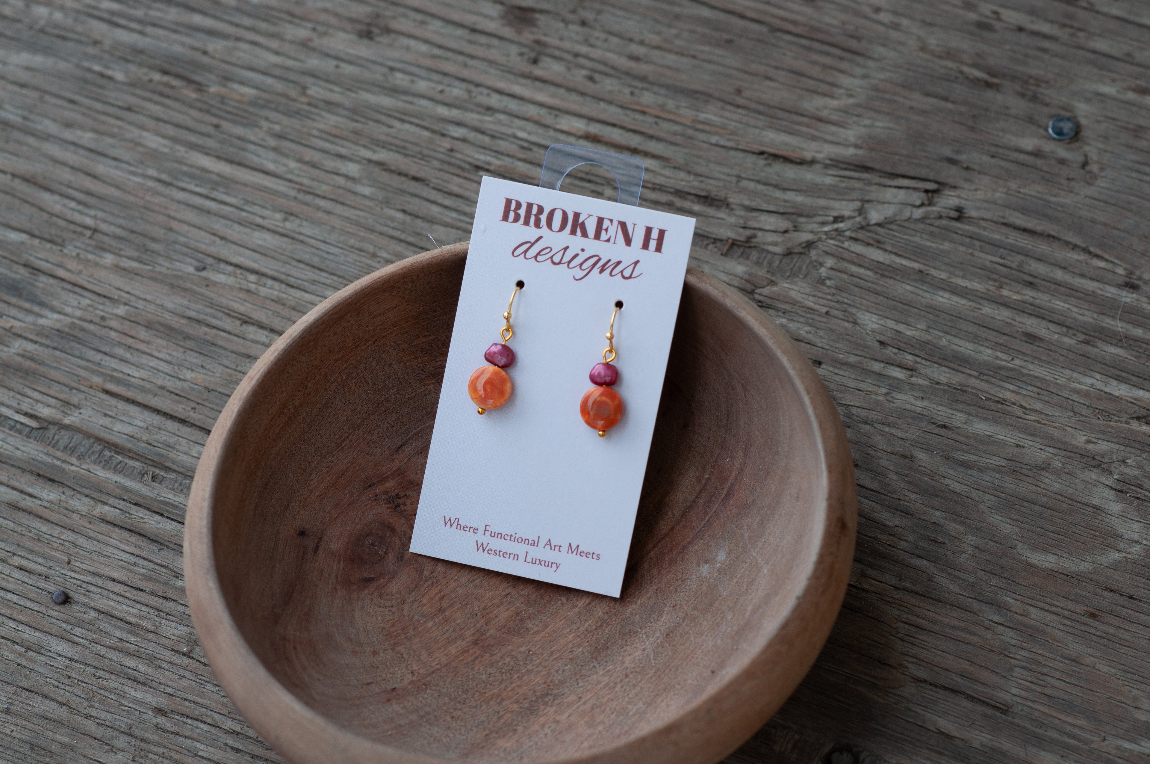 Pink and Orange Shell Beaded Earrings