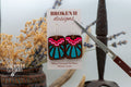 Neon Pink and Turquoise Tooled Leather Earrings