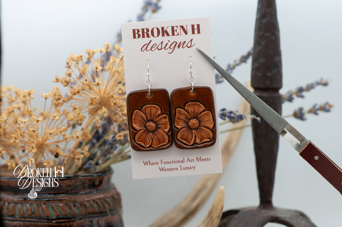 Floral Leather Earrings