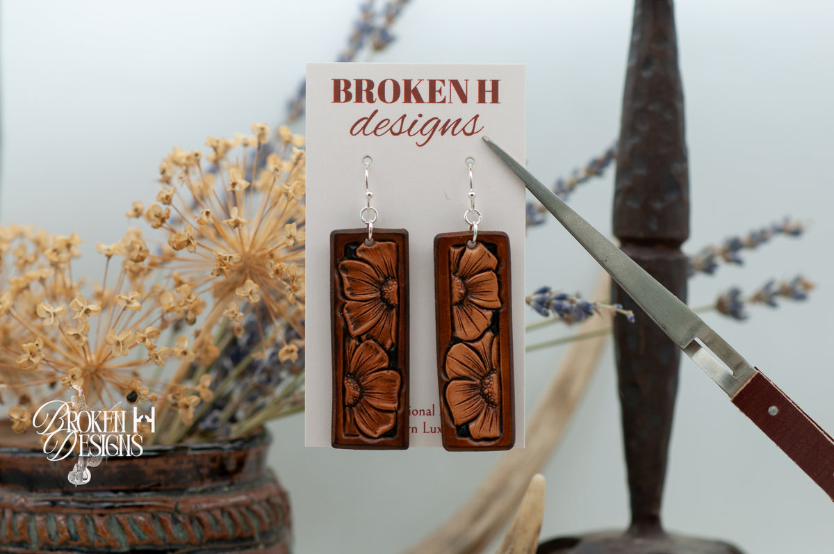 Cosmo Tooled Leather Earrings